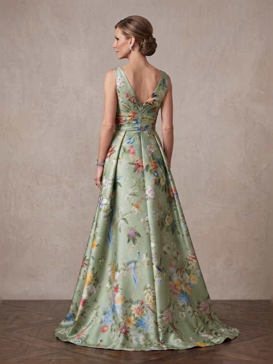 Sage Green maxi mother of the bride dress, alternate view showing the bodice and skirt