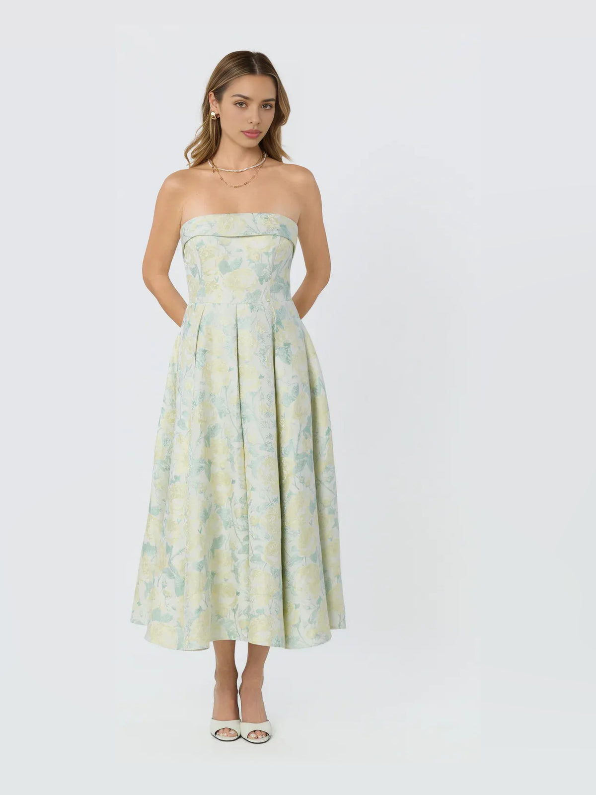 As Picture midi prom dress, alternate view showing the bodice and skirt