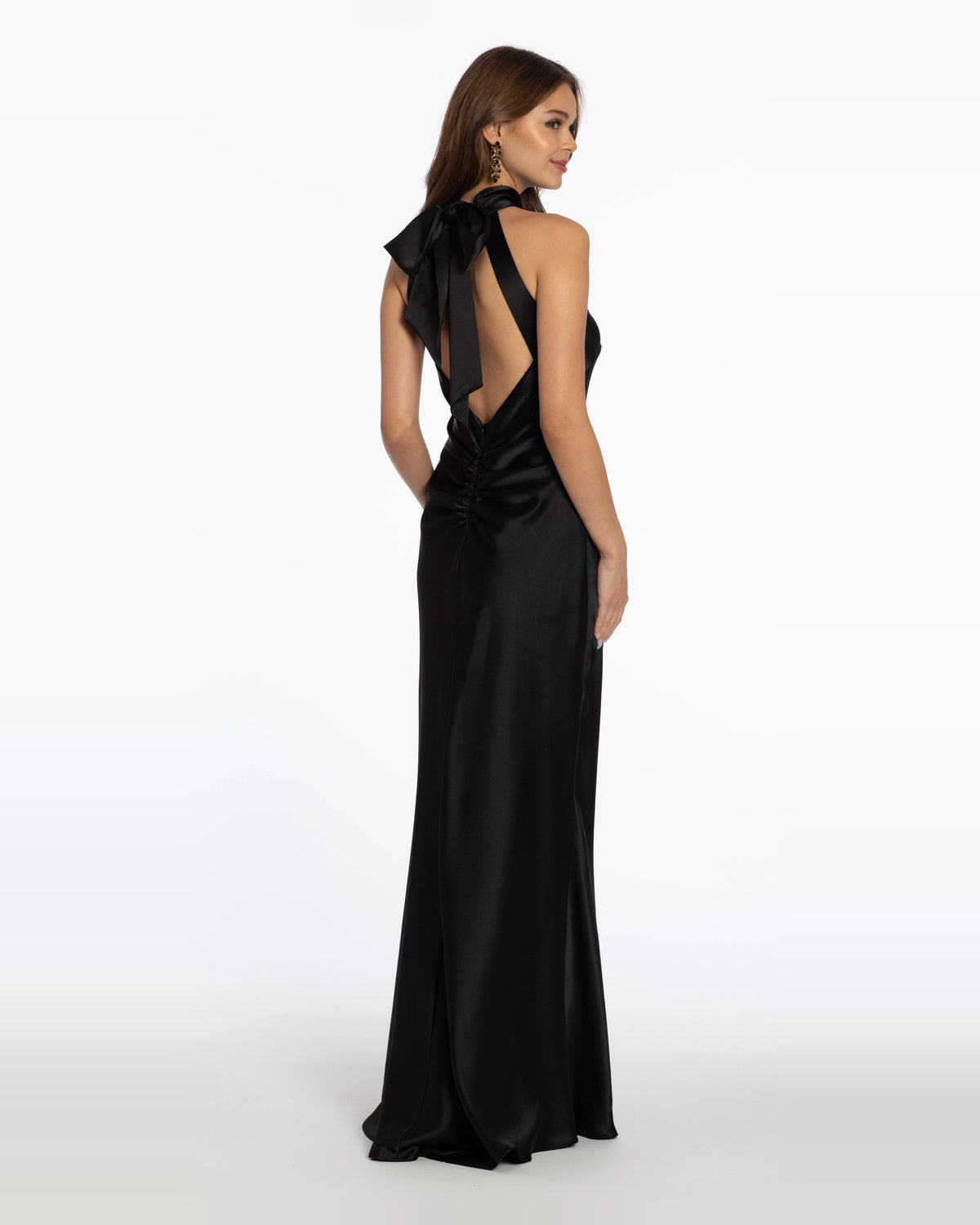 halter neck column maxi prom dress - image 2