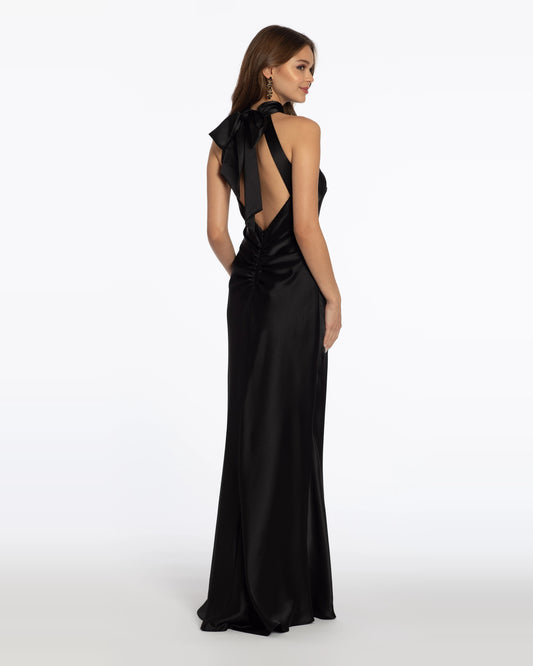 halter neck column maxi prom dress - image 2