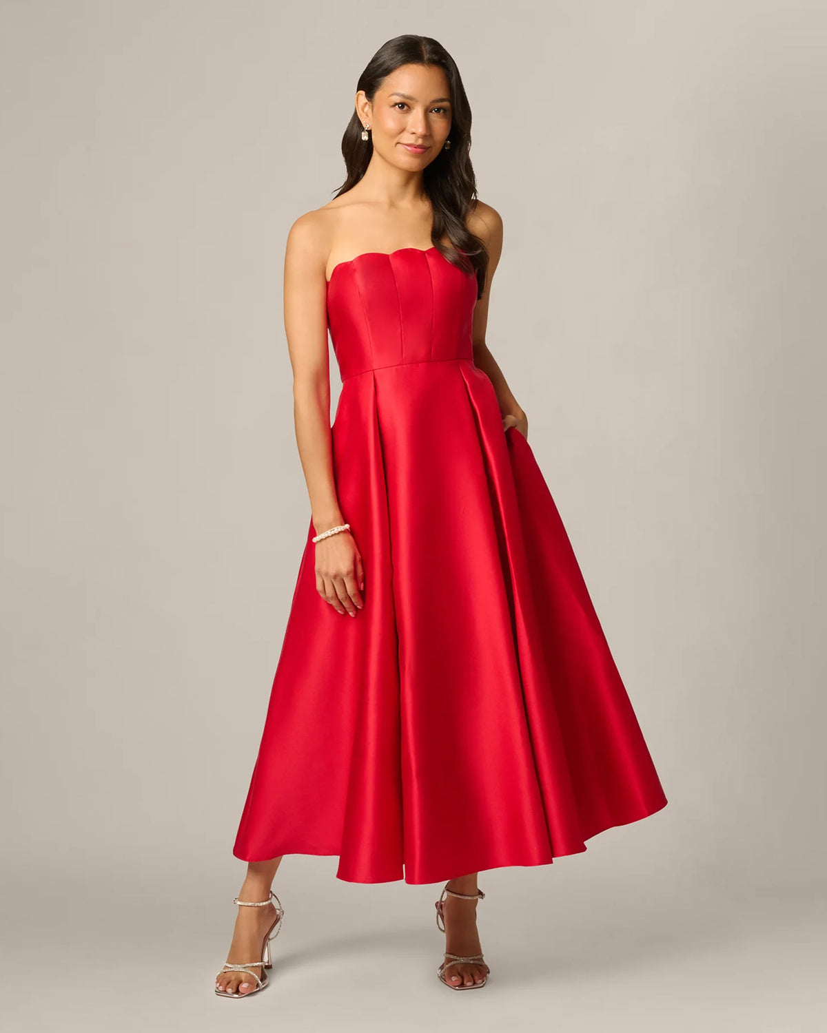 strapless fit-and-flare maxi mother of the bride dress - image 2
