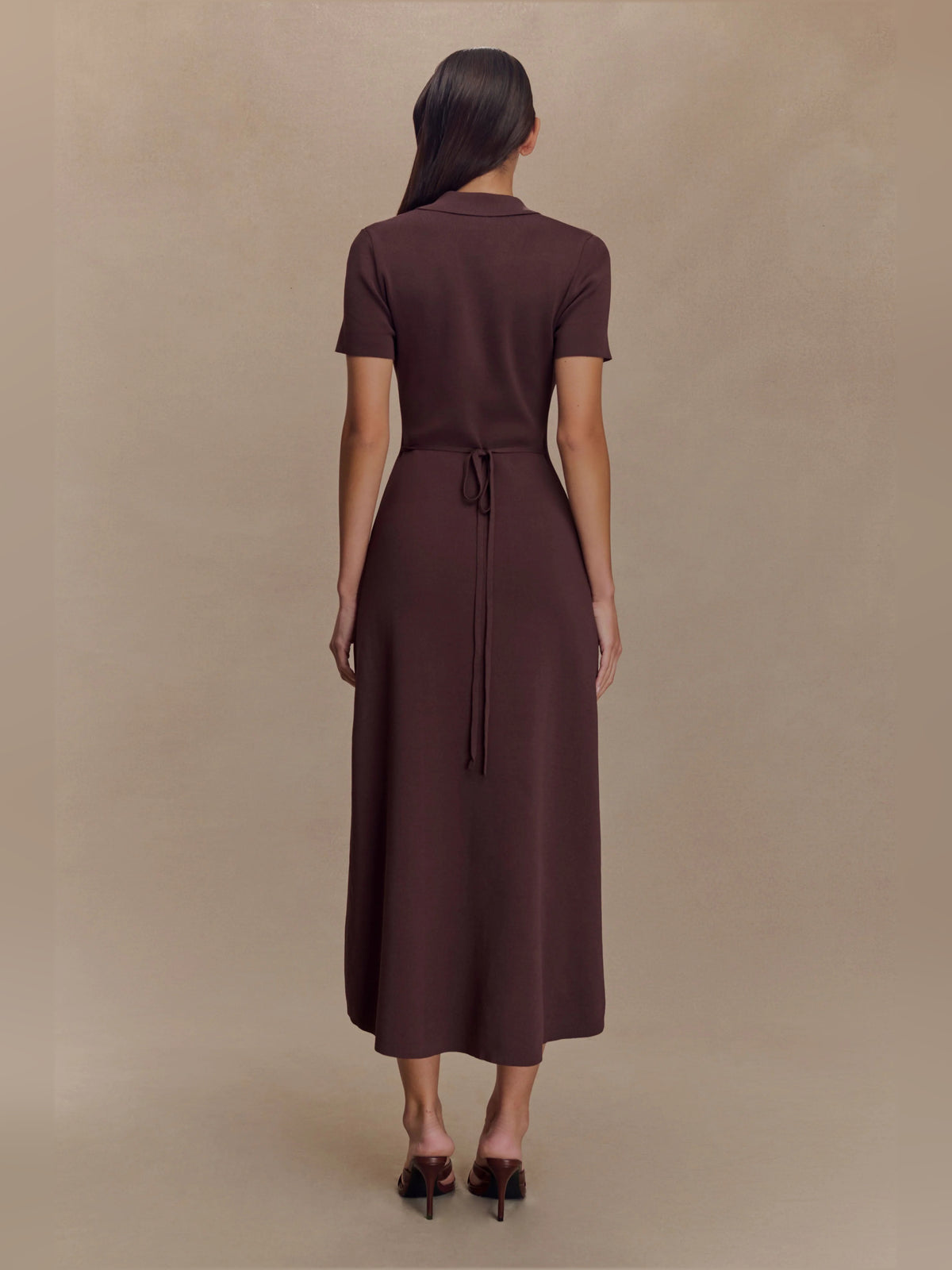 Chocolate midi formal dress, alternate view