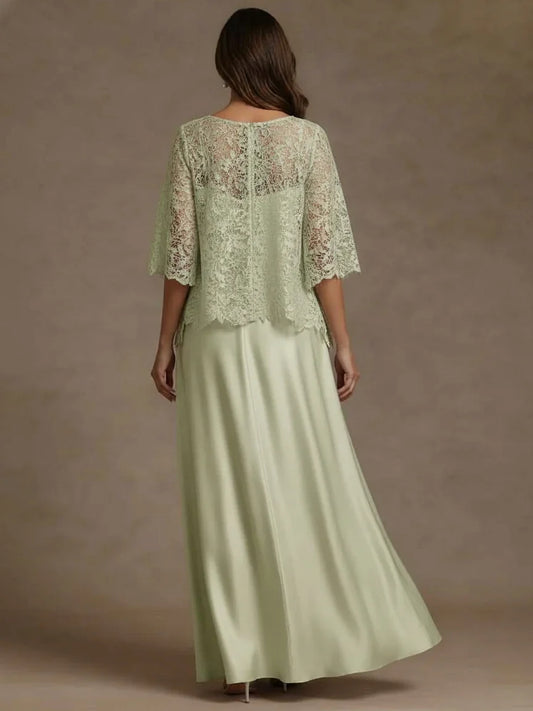 Sage Green maxi mother of the bride dress, alternate view showing the bodice and skirt