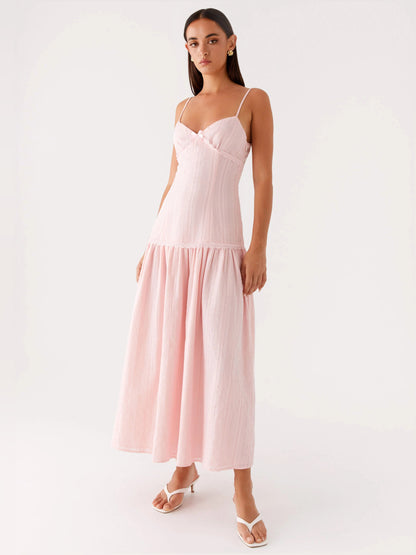 Pink midi formal dress, alternate view