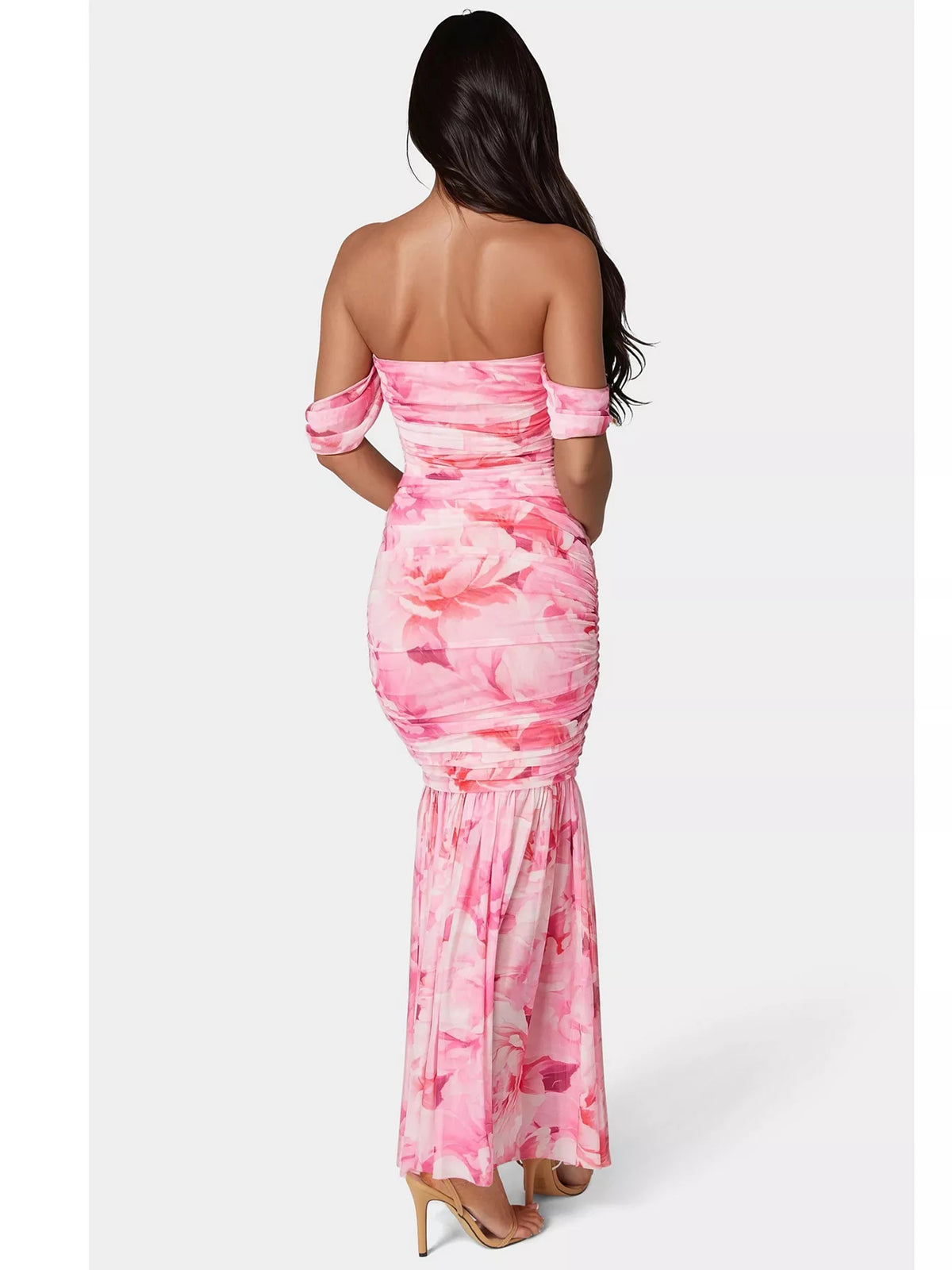 As Picture mermaid maxi formal dress with ruching, alternate view