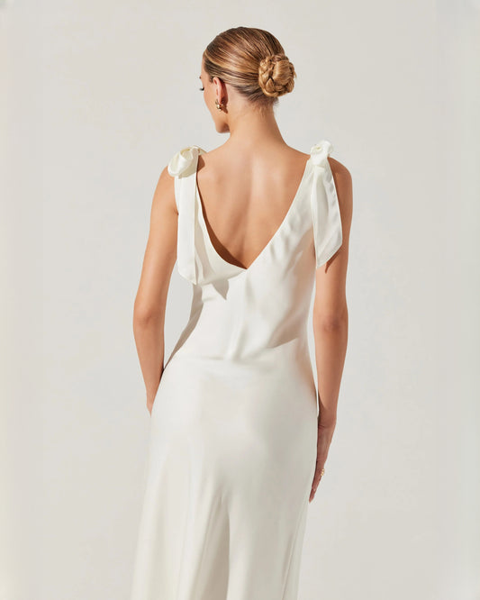 sleeveless satin a-line maxi bridesmaid dress - image 2