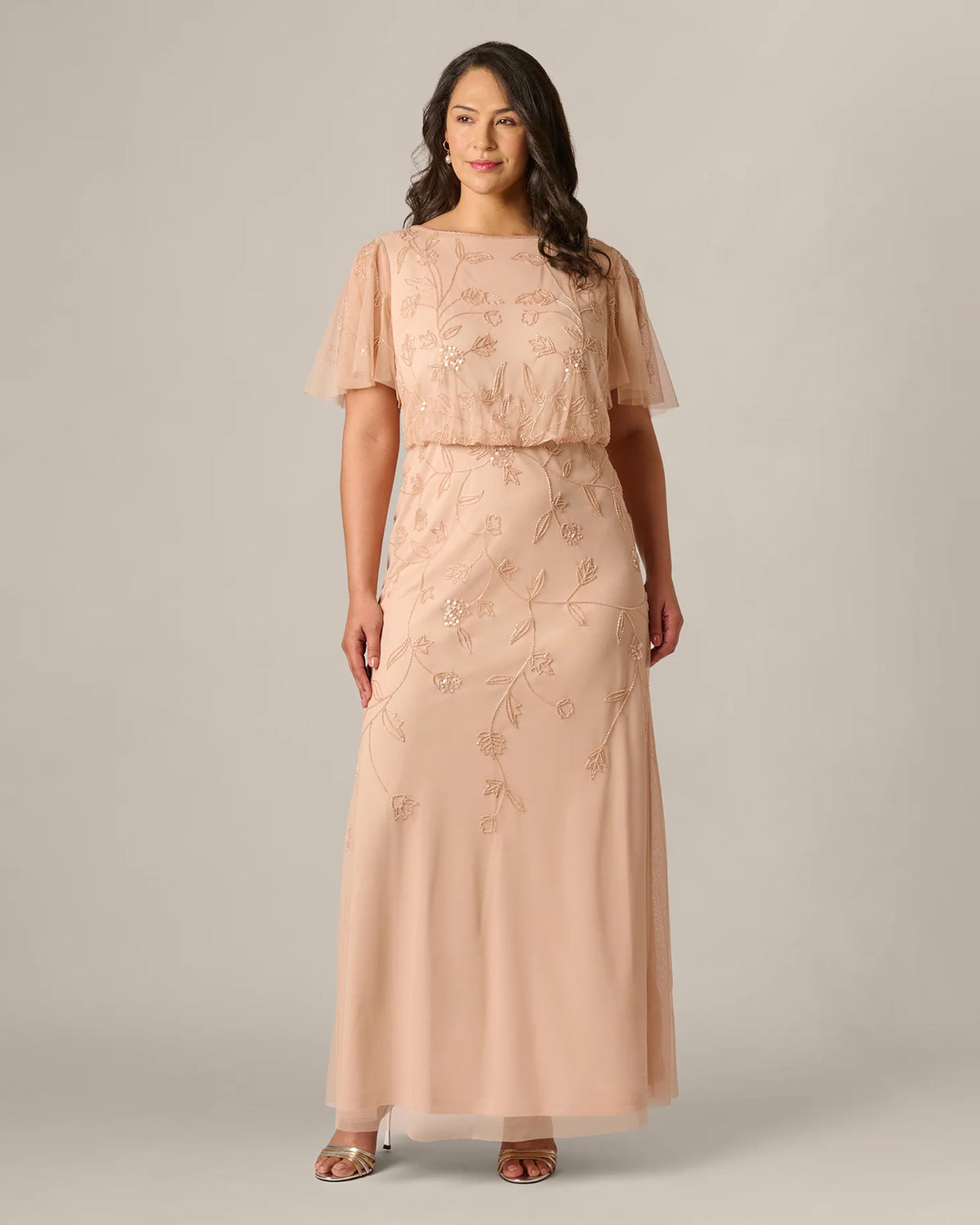 flutter-sleeve a-line maxi mother of the bride dress - image 2