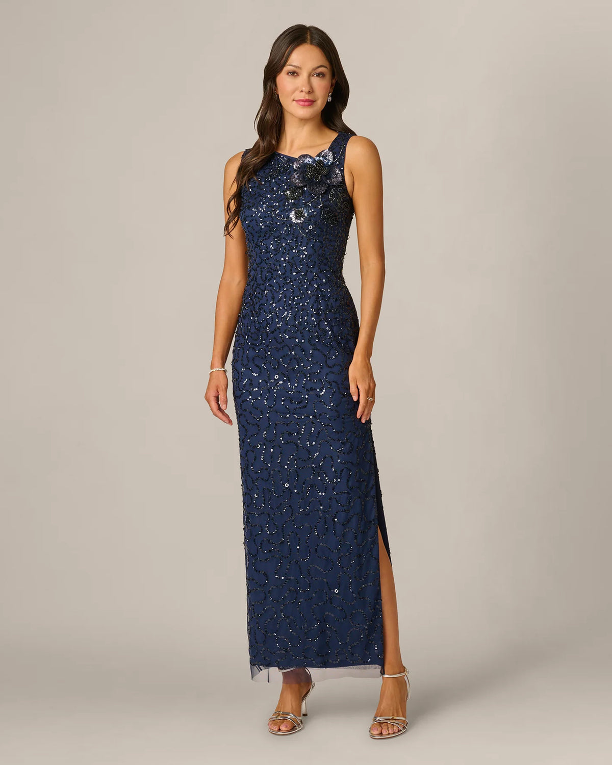 spaghetti strap a-line maxi mother of the bride dress - image 2