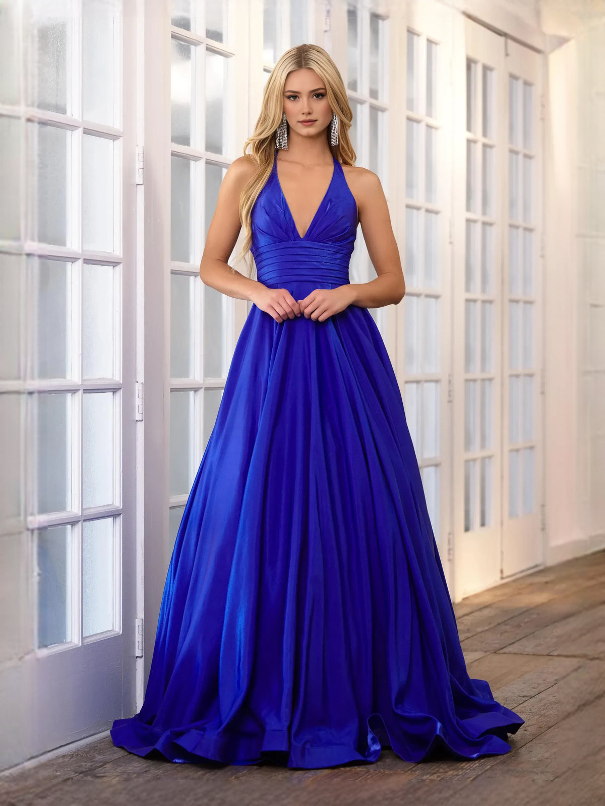 Cobalt Blue floor-length prom dress, alternate view showing the bodice and skirt