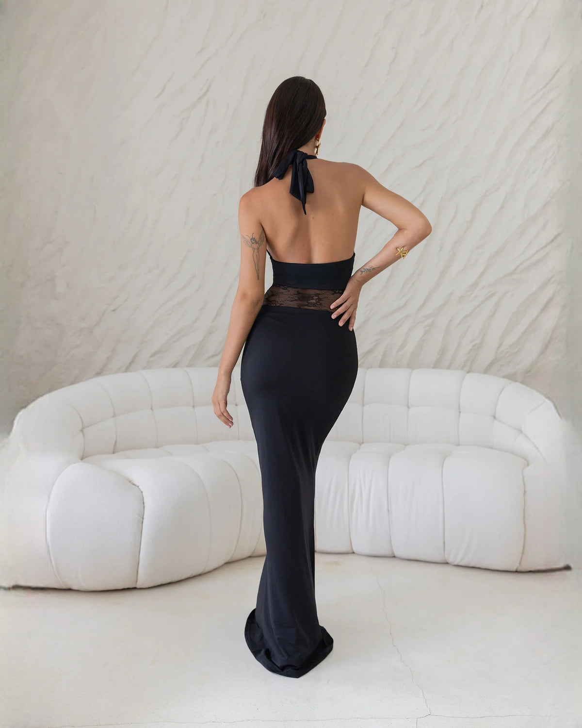 halter neck satin a-line maxi bridesmaid dress - image 2