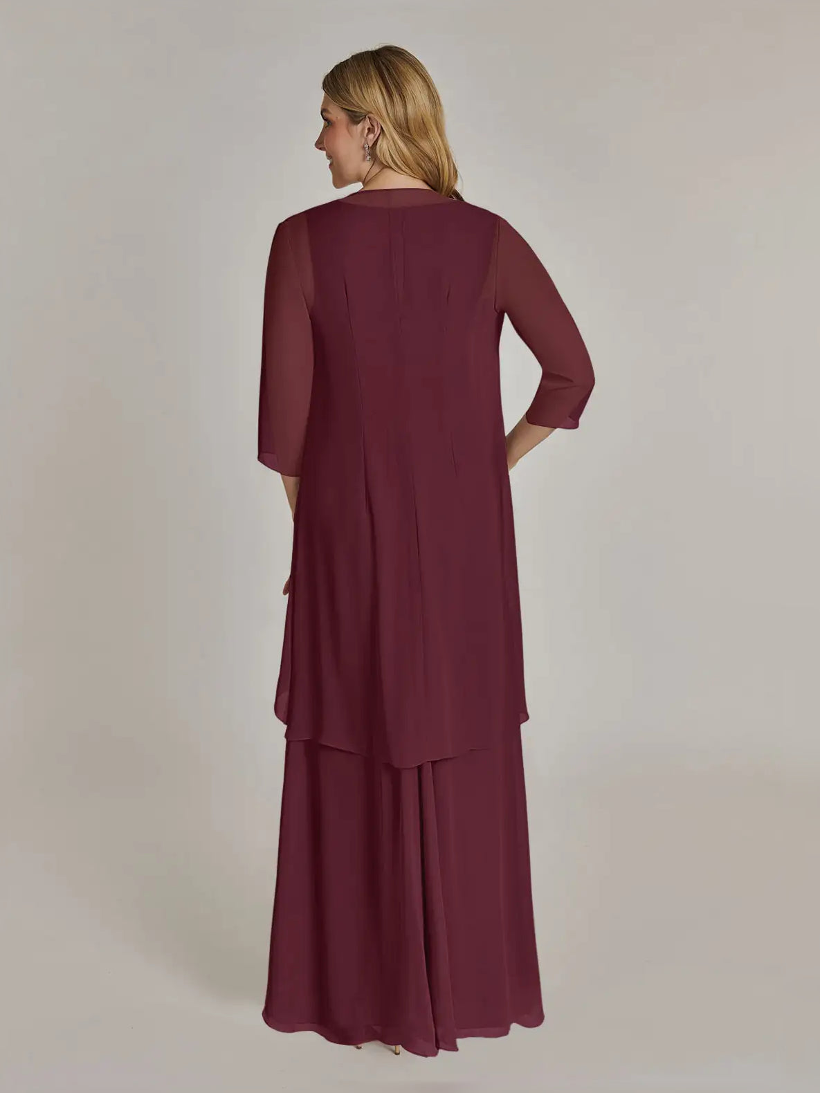 Cabernet maxi mother of the bride dress, alternate view showing the bodice and skirt