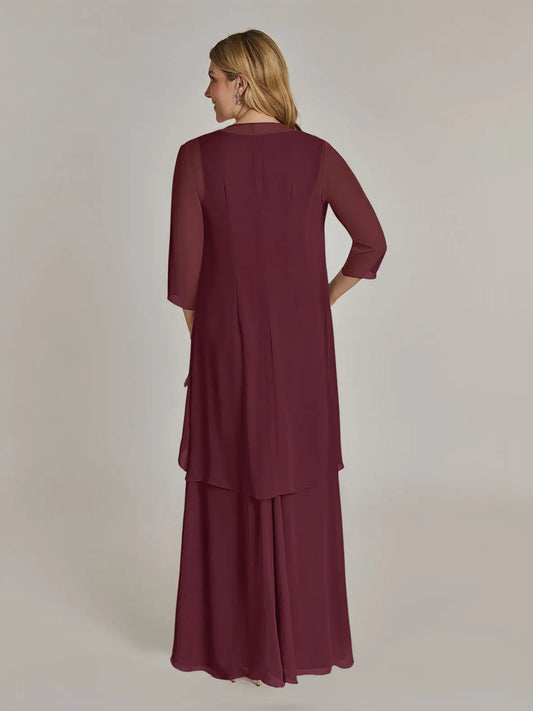 Cabernet maxi mother of the bride dress, alternate view showing the bodice and skirt