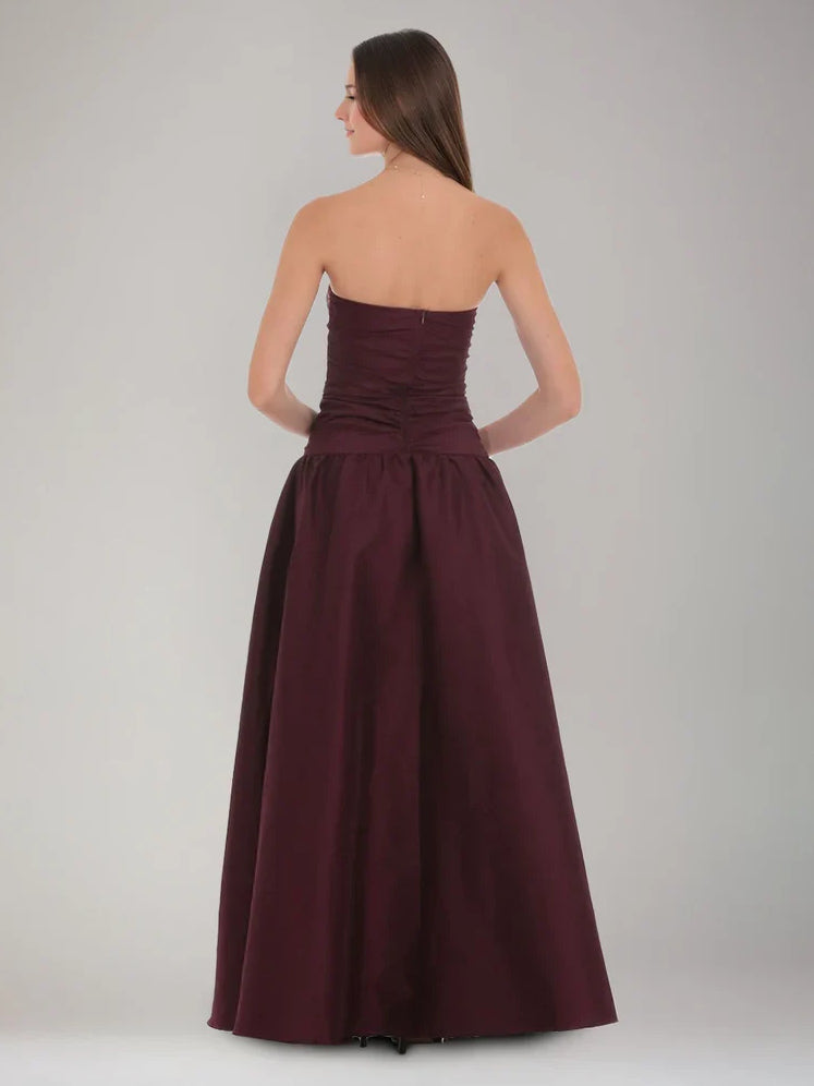 Cabernet maxi prom dress, alternate view showing the bodice and skirt