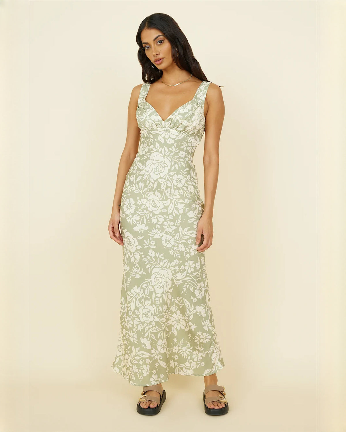 sleeveless mesh a-line maxi bridesmaid dress - image 2