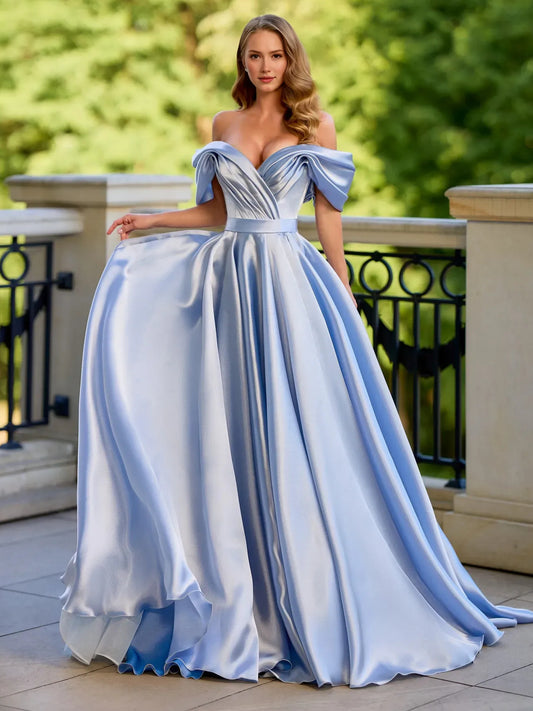 Sky Blue floor-length prom dress, alternate view showing the bodice and skirt