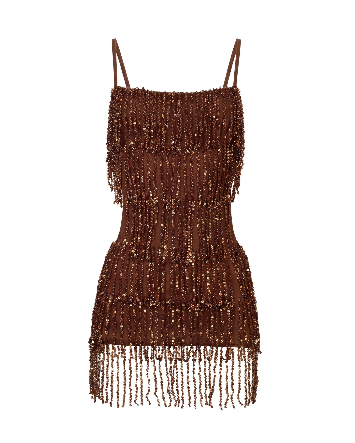 sequin fringe spaghetti strap homecoming dress - image 3
