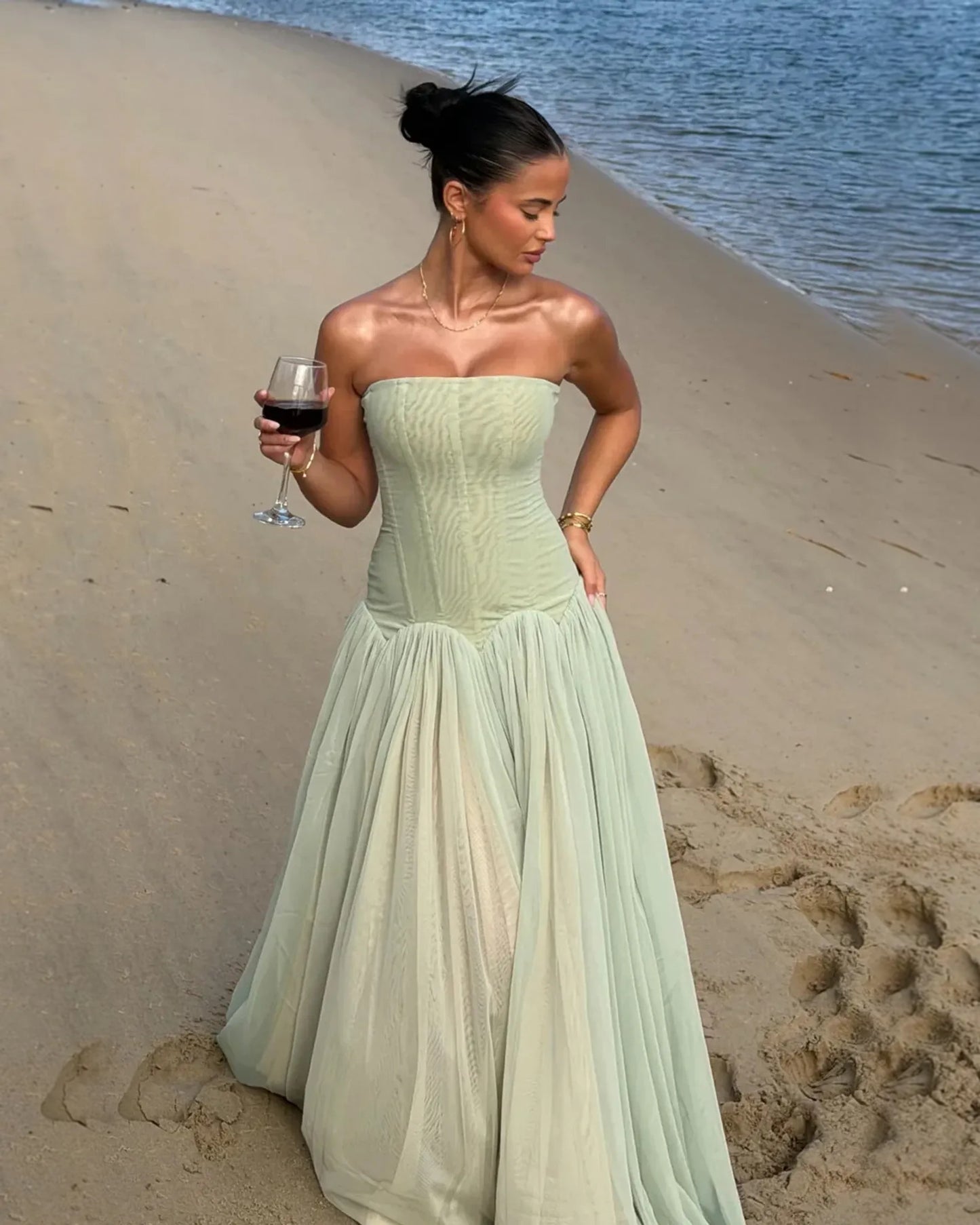 strapless drop waist tulle ball gown formal dress - image 3