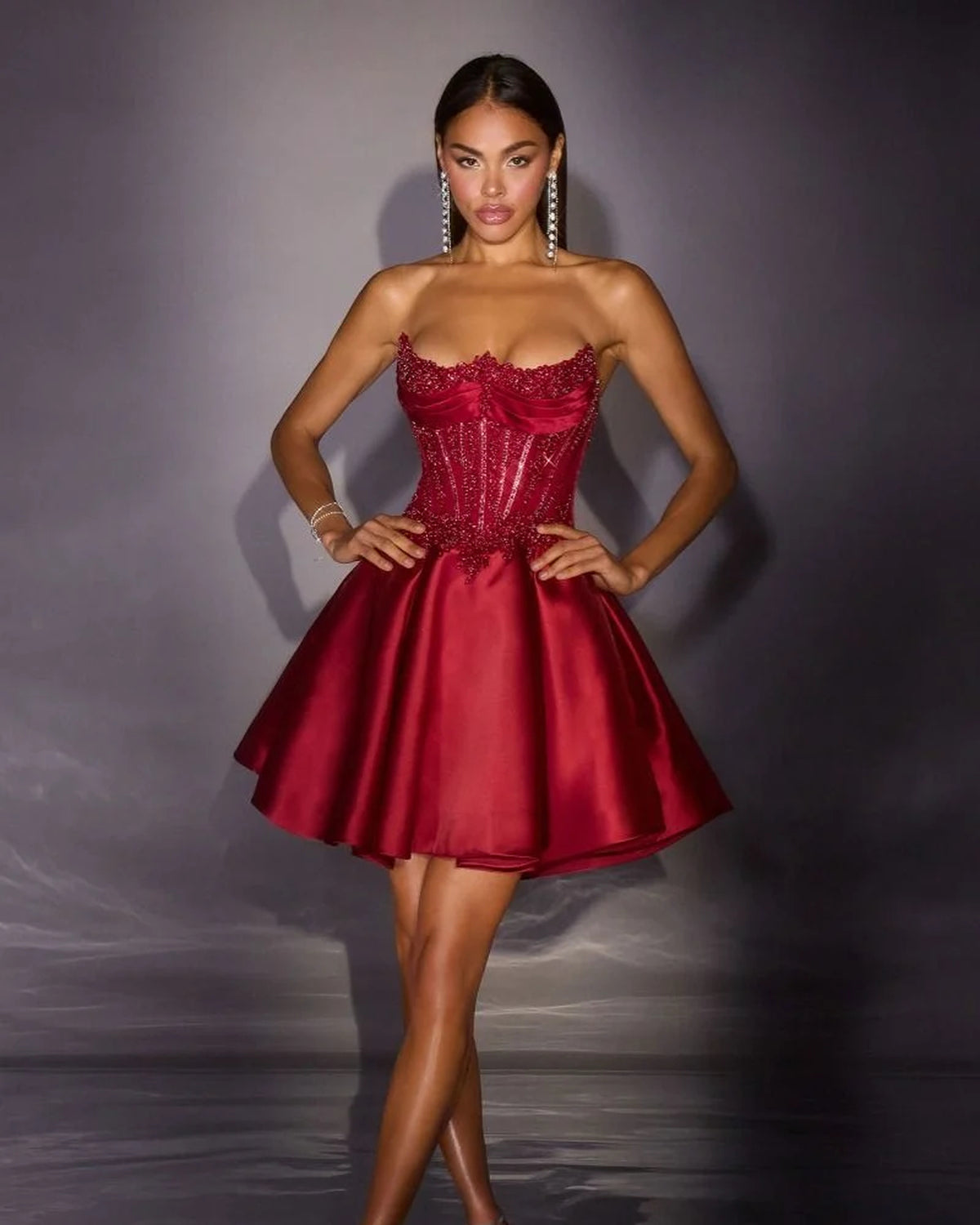 nikki fit flare mini homecoming dress - image 3