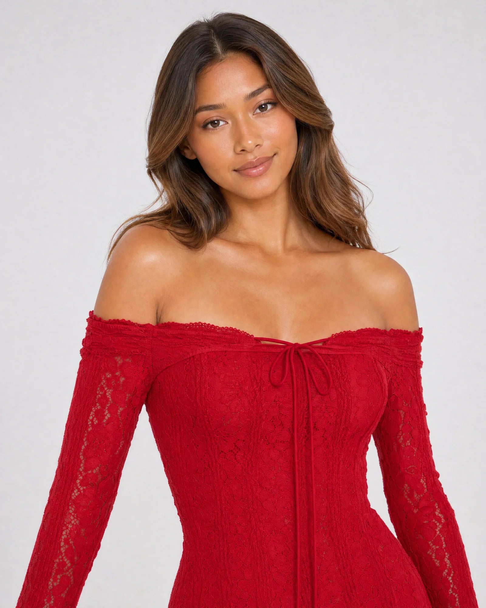 off-shoulder bell sleeve lace mermaid formal dress - image 3