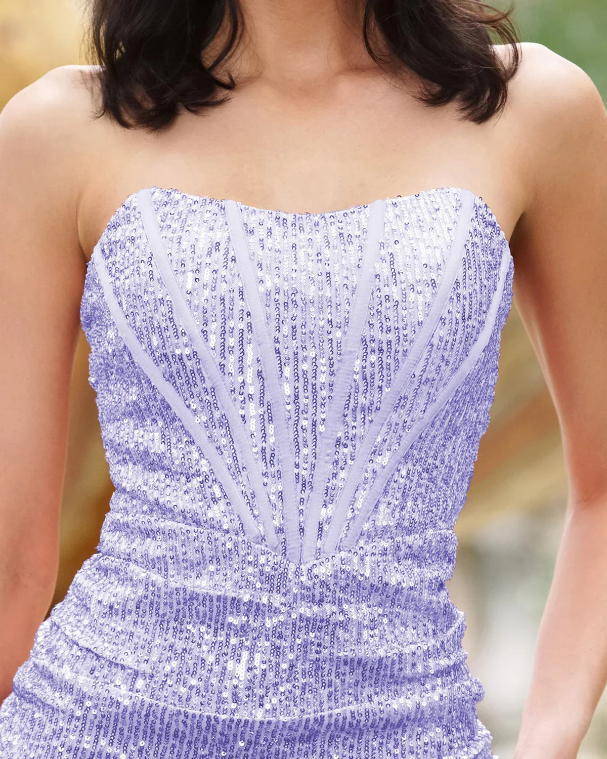 gia sequin corset lilac mini homecoming dress - image 3