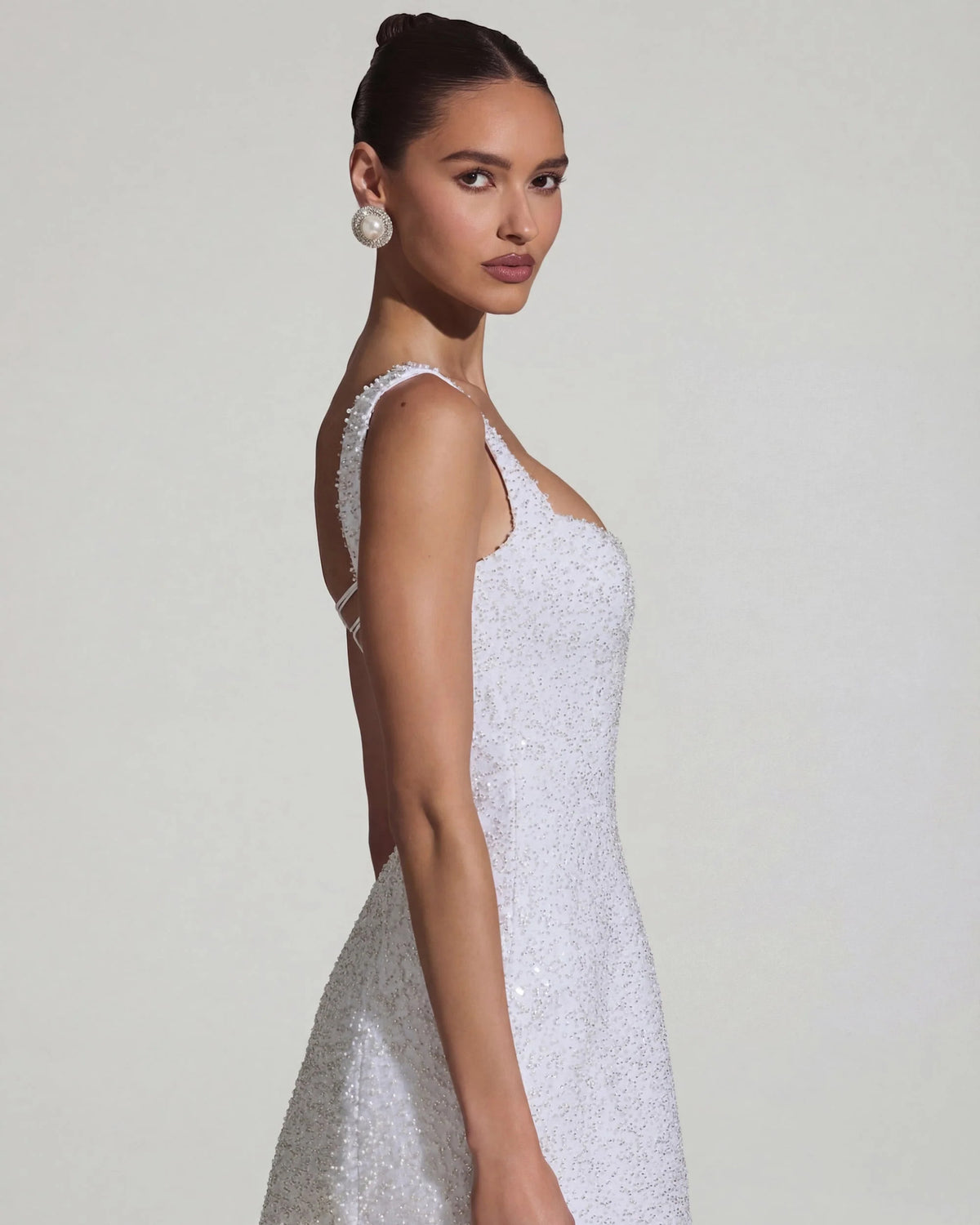 dominique embellished structured a-line white mini homecoming dress - image 3