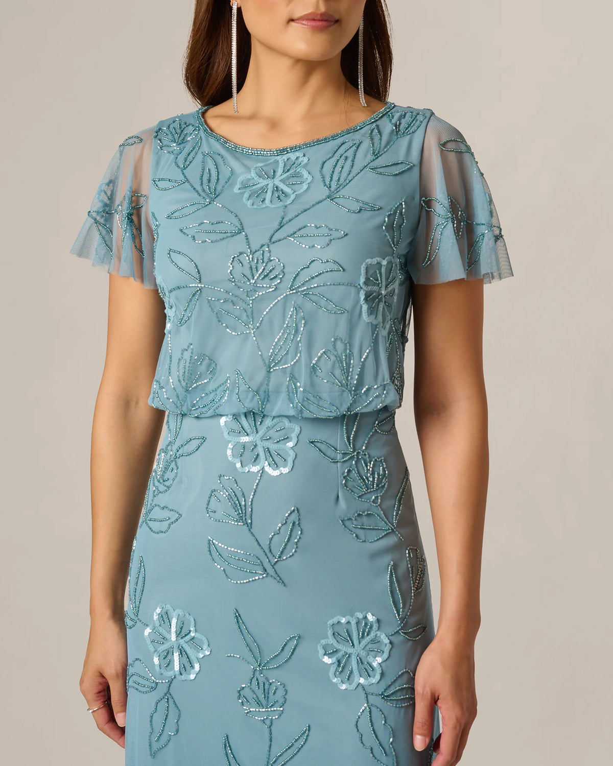 flutter-sleeve a-line maxi mother of the bride dress - image 3
