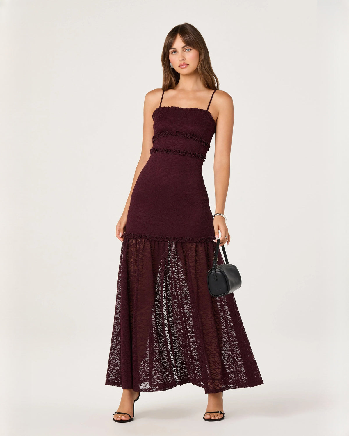sleeveless mesh a-line maxi bridesmaid dress - image 3