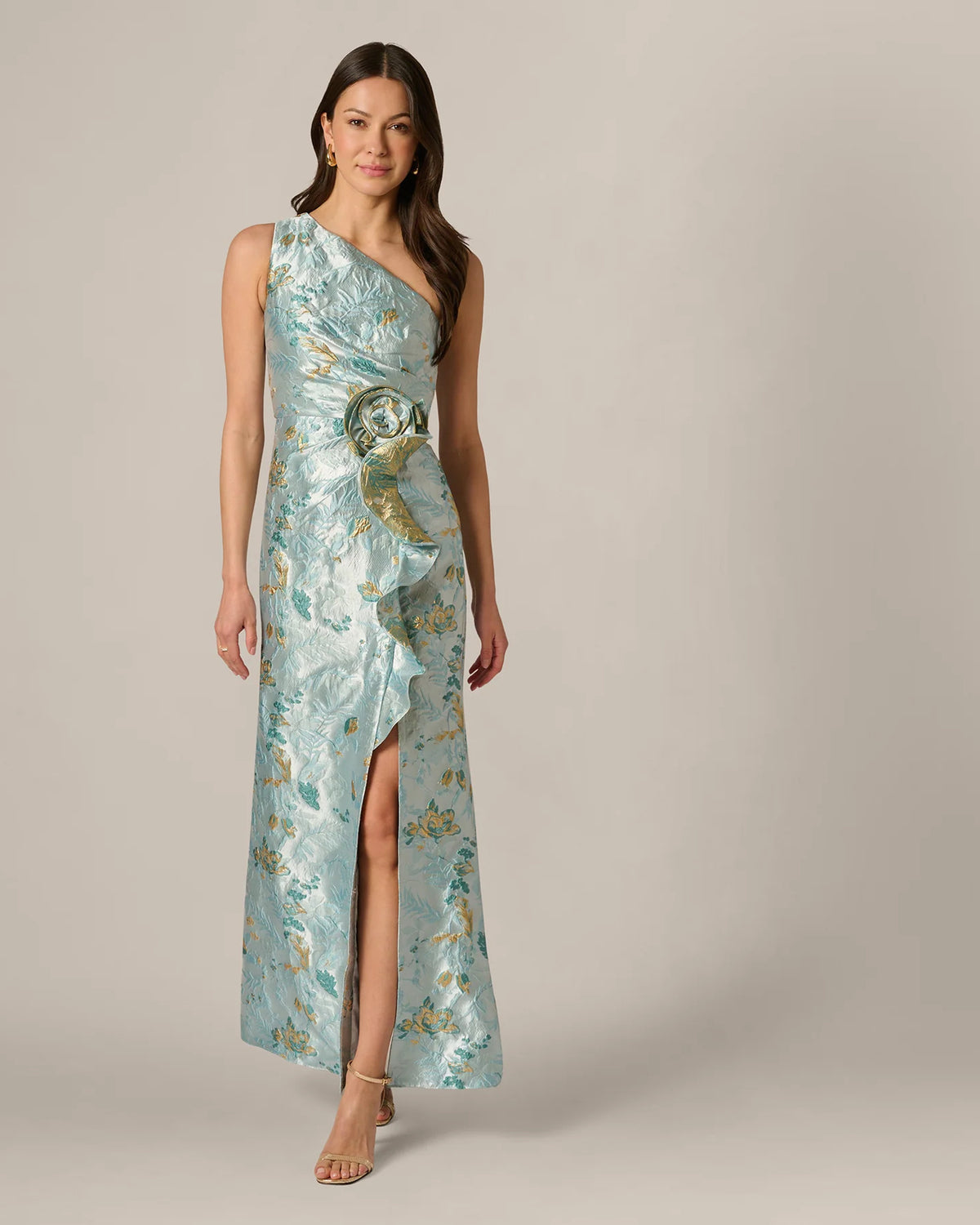 one-shoulder a-line maxi mother of the bride dress - image 3