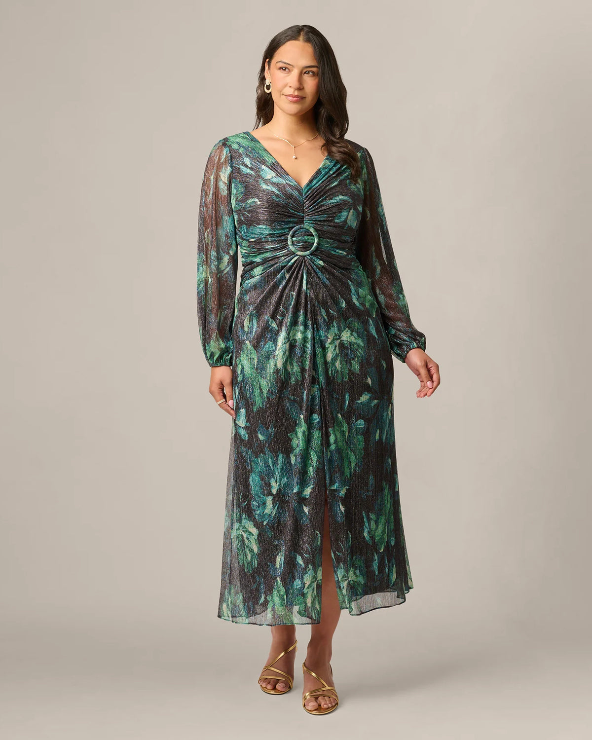 long-sleeve a-line maxi mother of the bride dress - image 3