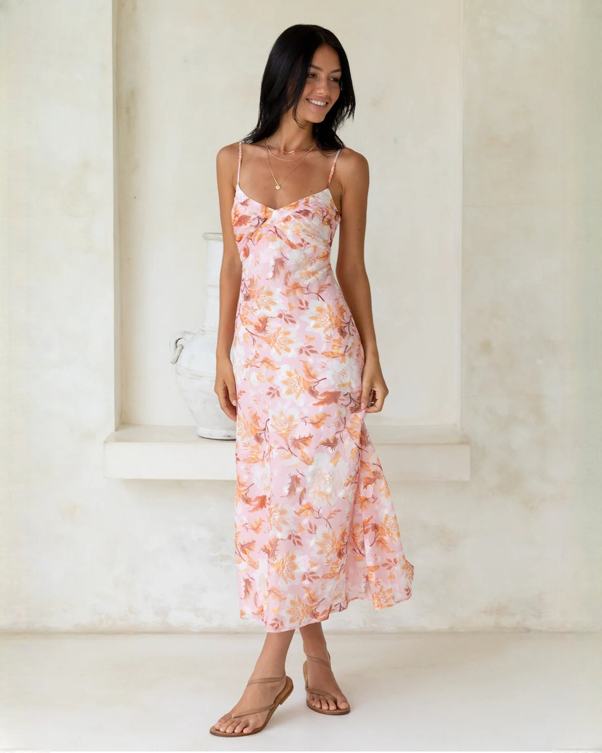 sleeveless satin a-line maxi bridesmaid dress - image 3