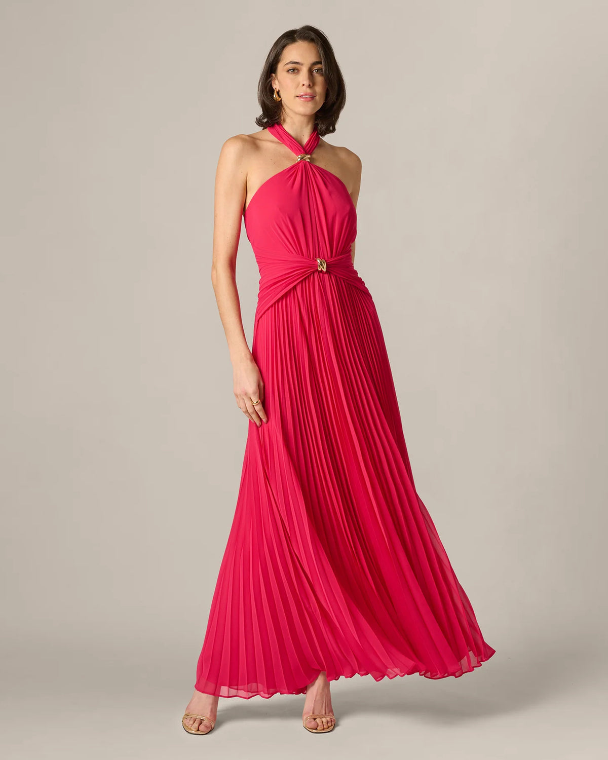 halter neck a-line maxi mother of the bride dress - image 3