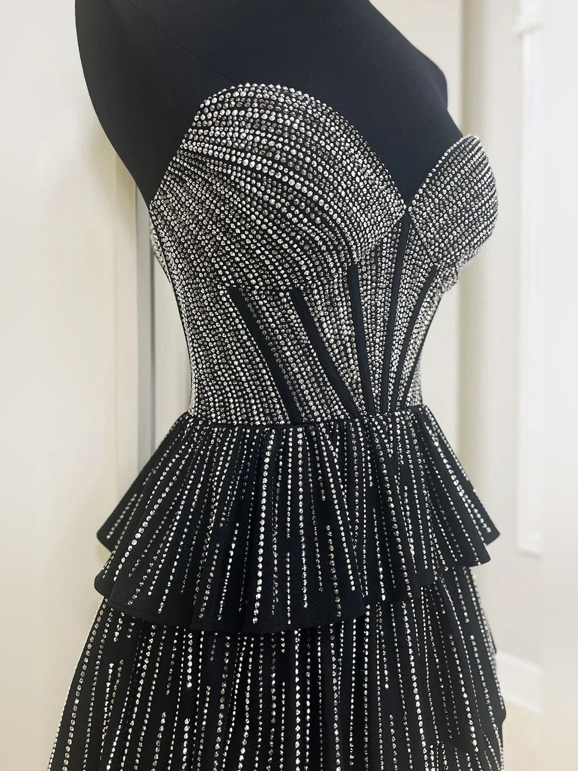 Royal Blue mini homecoming dress, alternate view showing the dress shape and hem