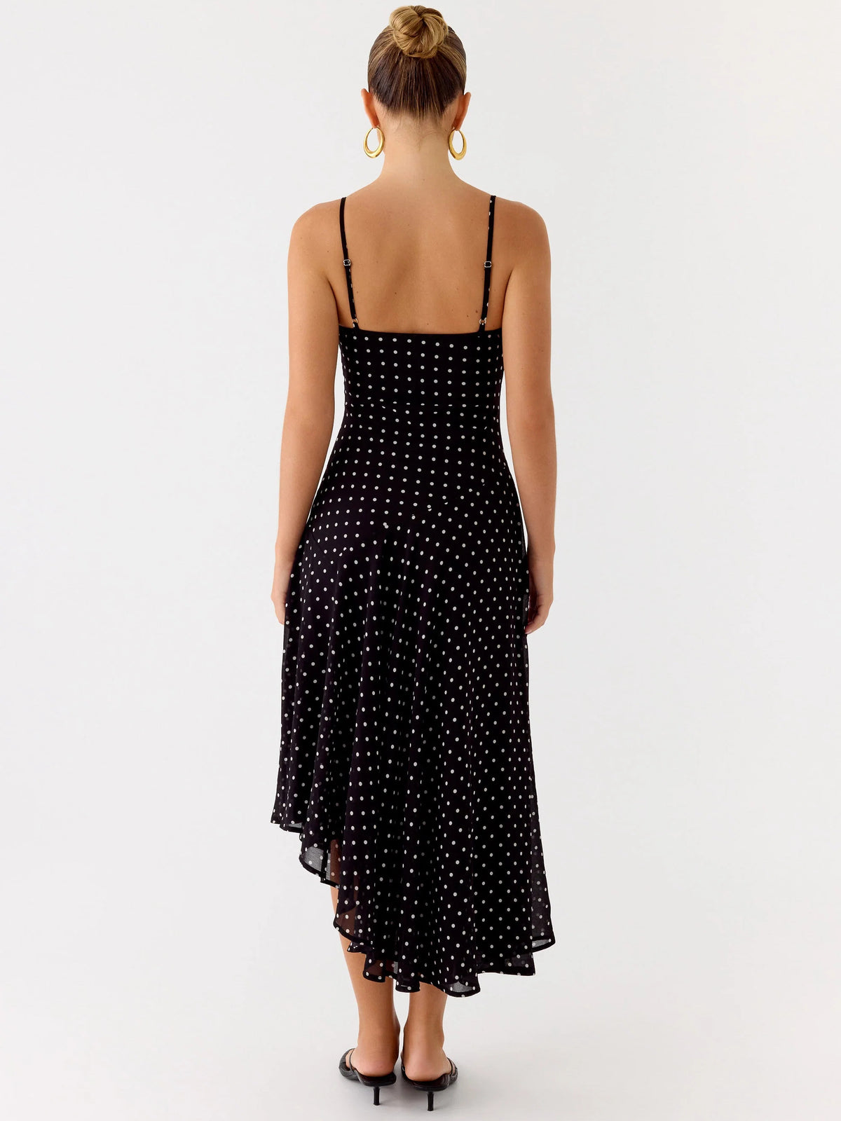Black midi formal dress, alternate view showing the bodice