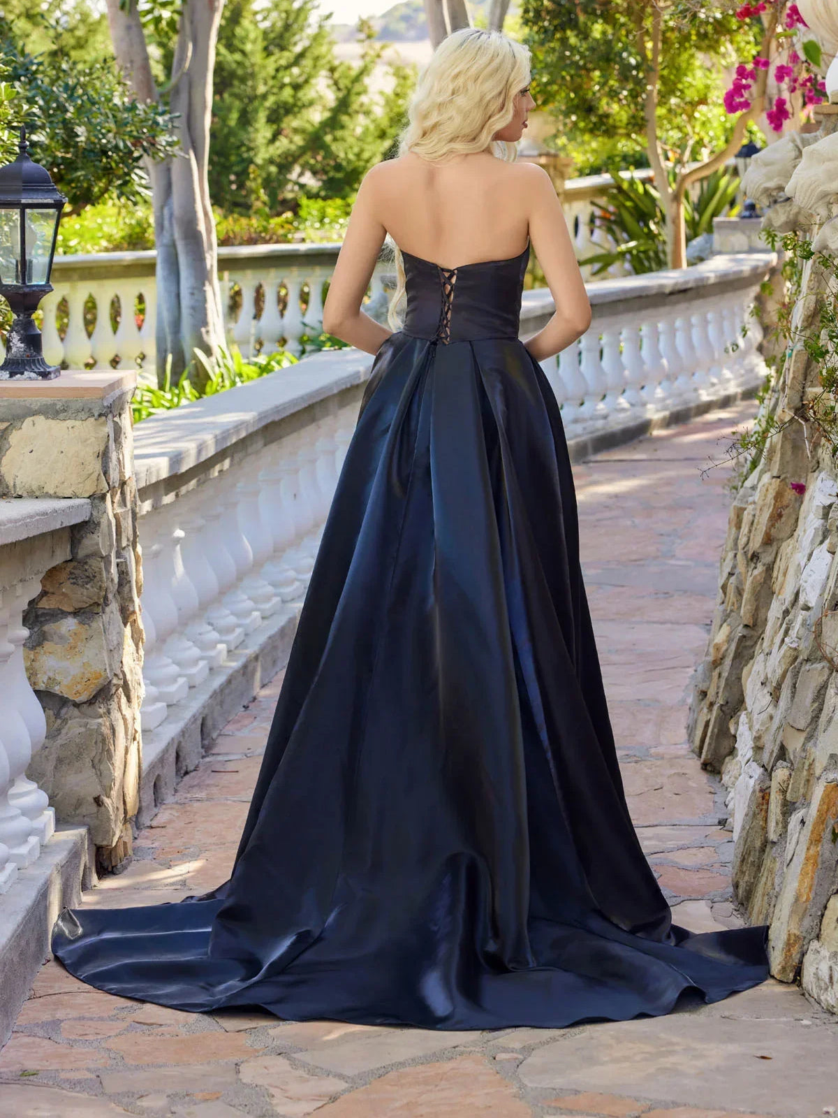 As Picture floor-length prom dress, alternate view showing the dress shape and hem