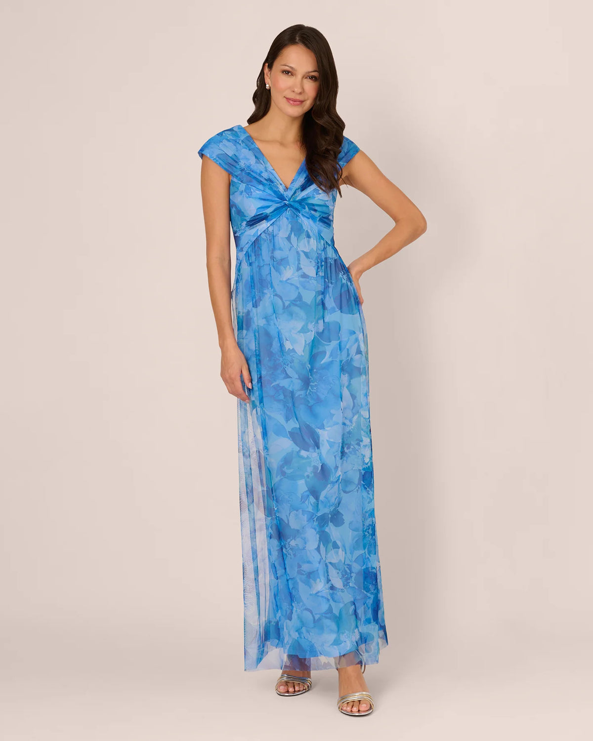 cap-sleeve a-line maxi mother of the bride dress - image 3