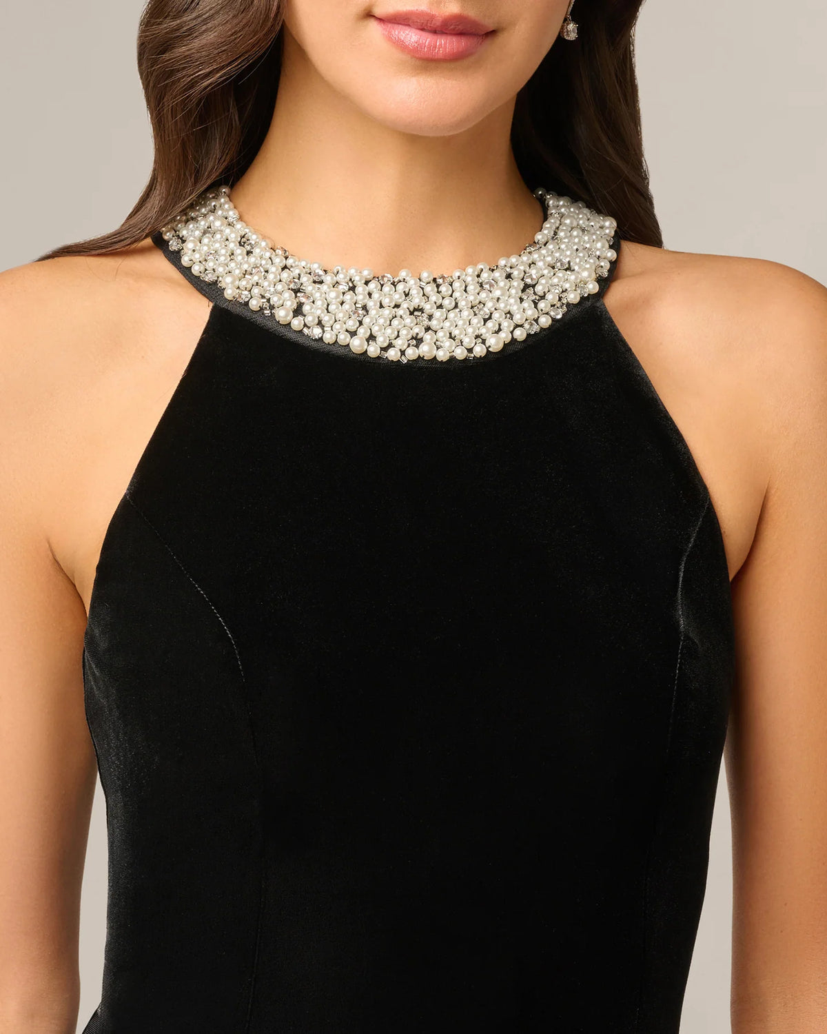 halter neck a-line maxi mother of the bride dress - image 3