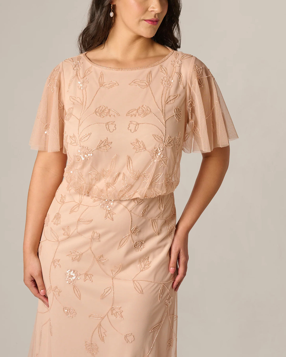 flutter-sleeve a-line maxi mother of the bride dress - image 3