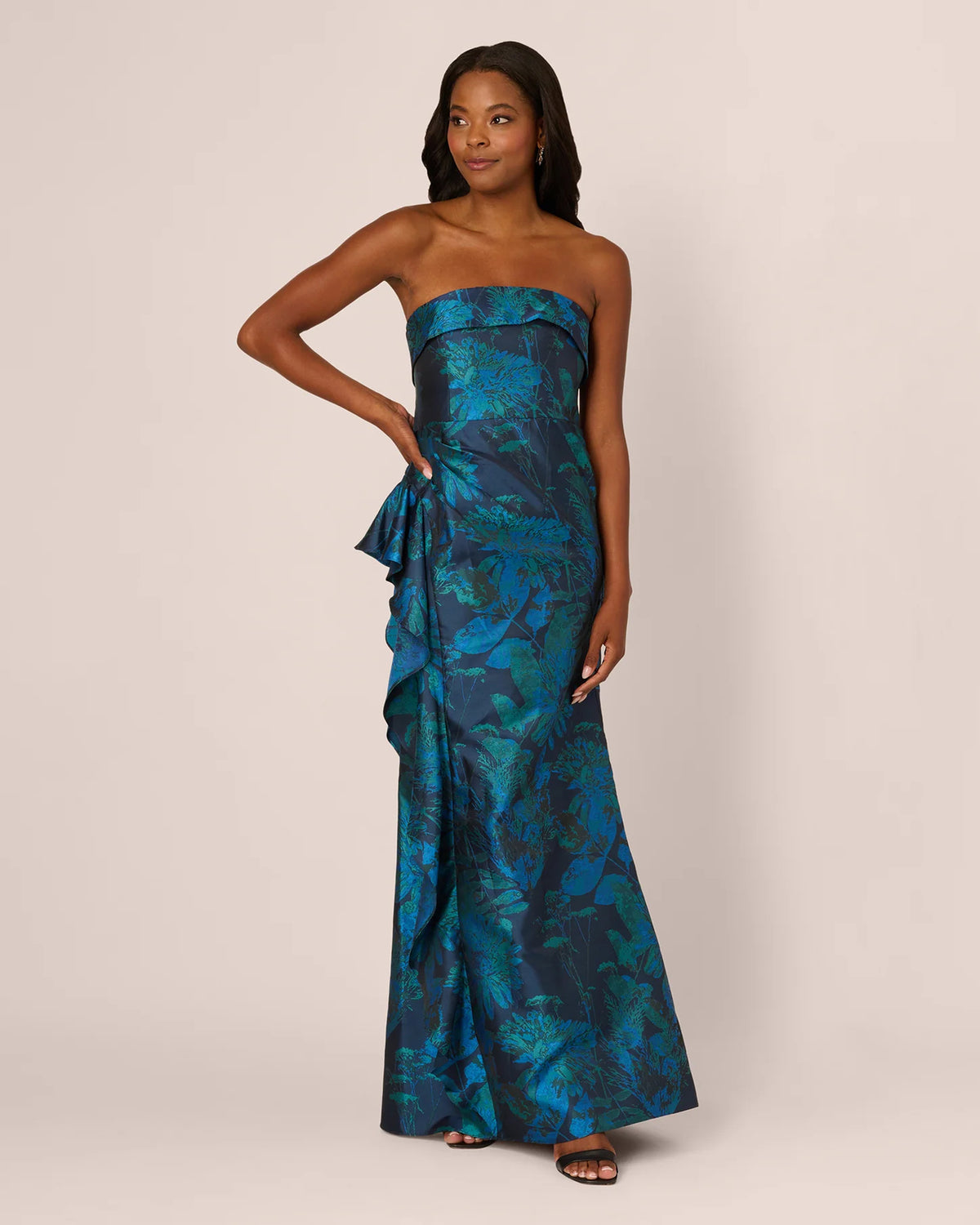 strapless a-line maxi mother of the bride dress - image 3