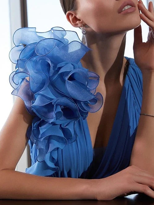 Dark Blue floor-length prom dress, alternate view showing the dress shape and hem