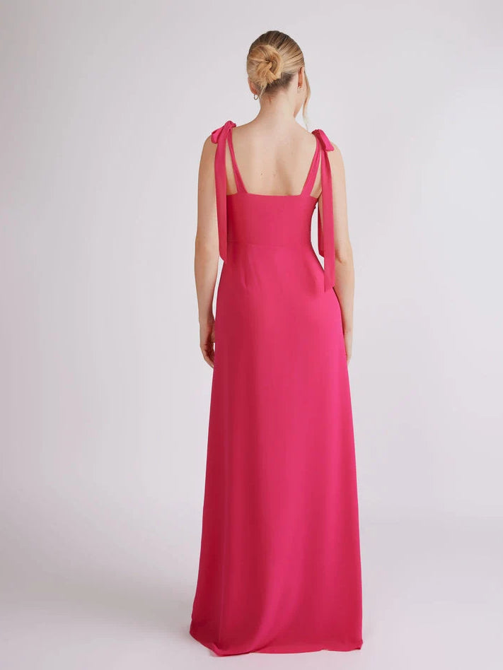 Dusty Sage maxi bridesmaid dress, alternate view showing the dress shape and hem