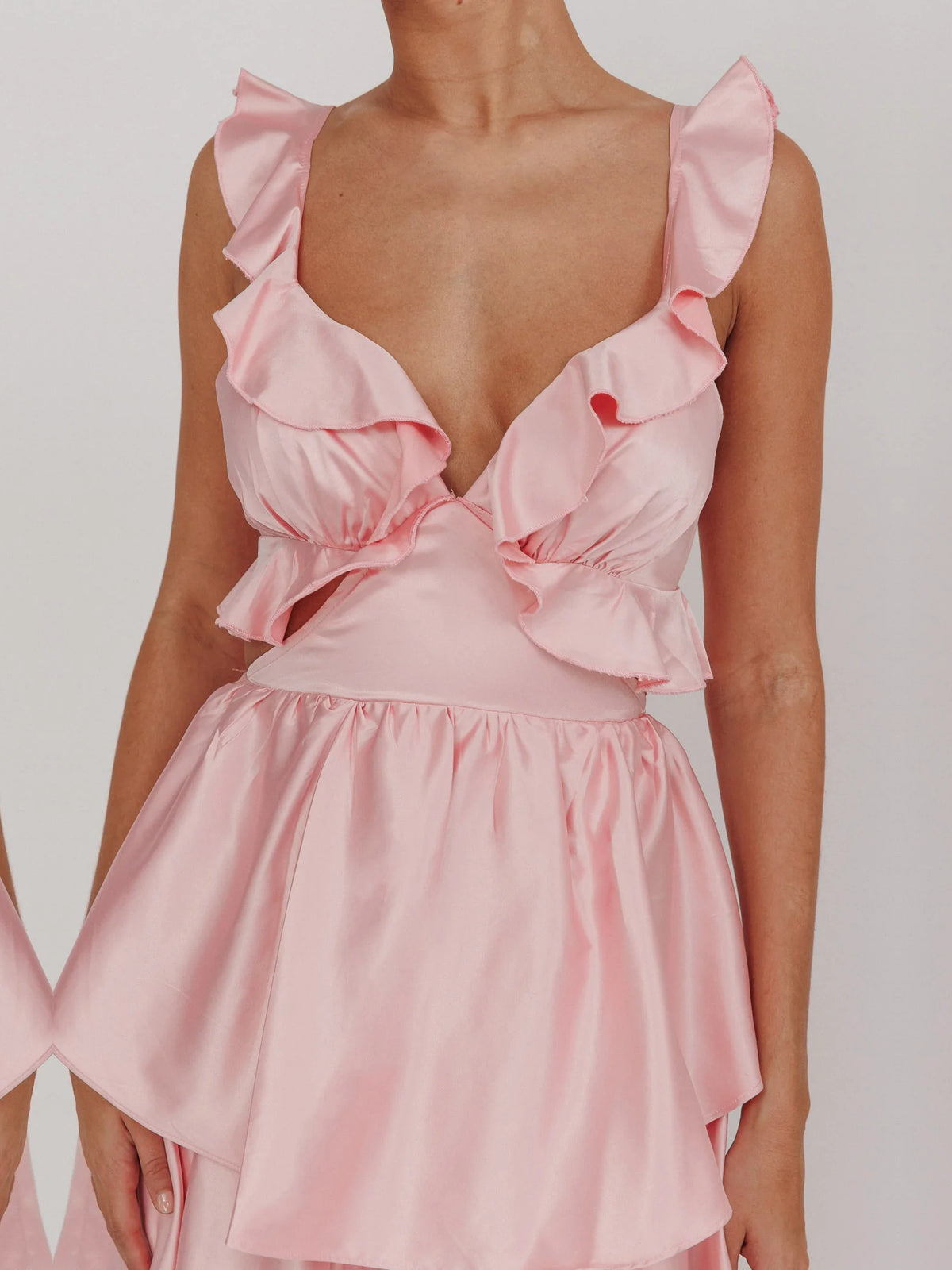 Blush a-line maxi formal dress with cutout detail, alternate view