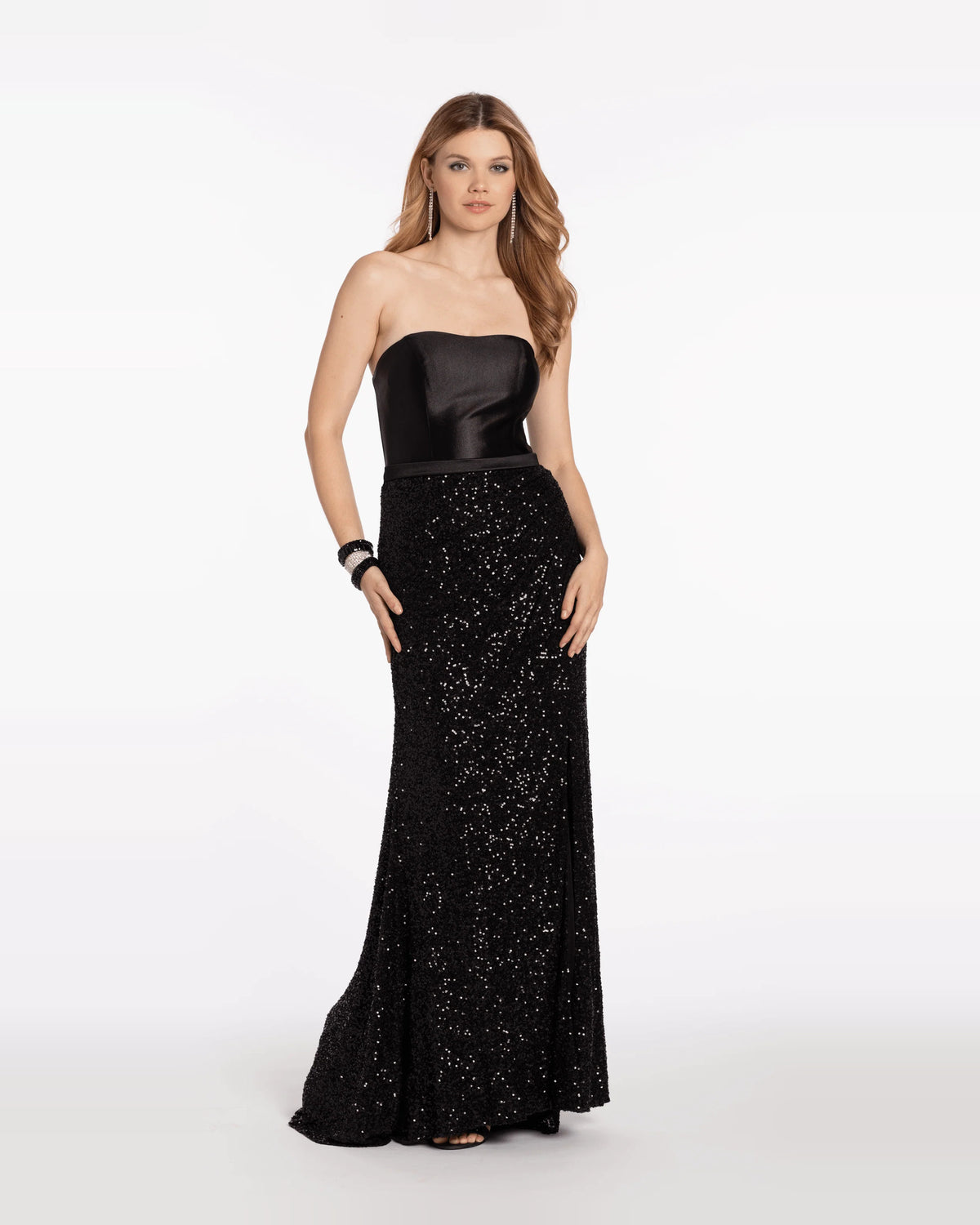 strapless column maxi prom dress - image 3