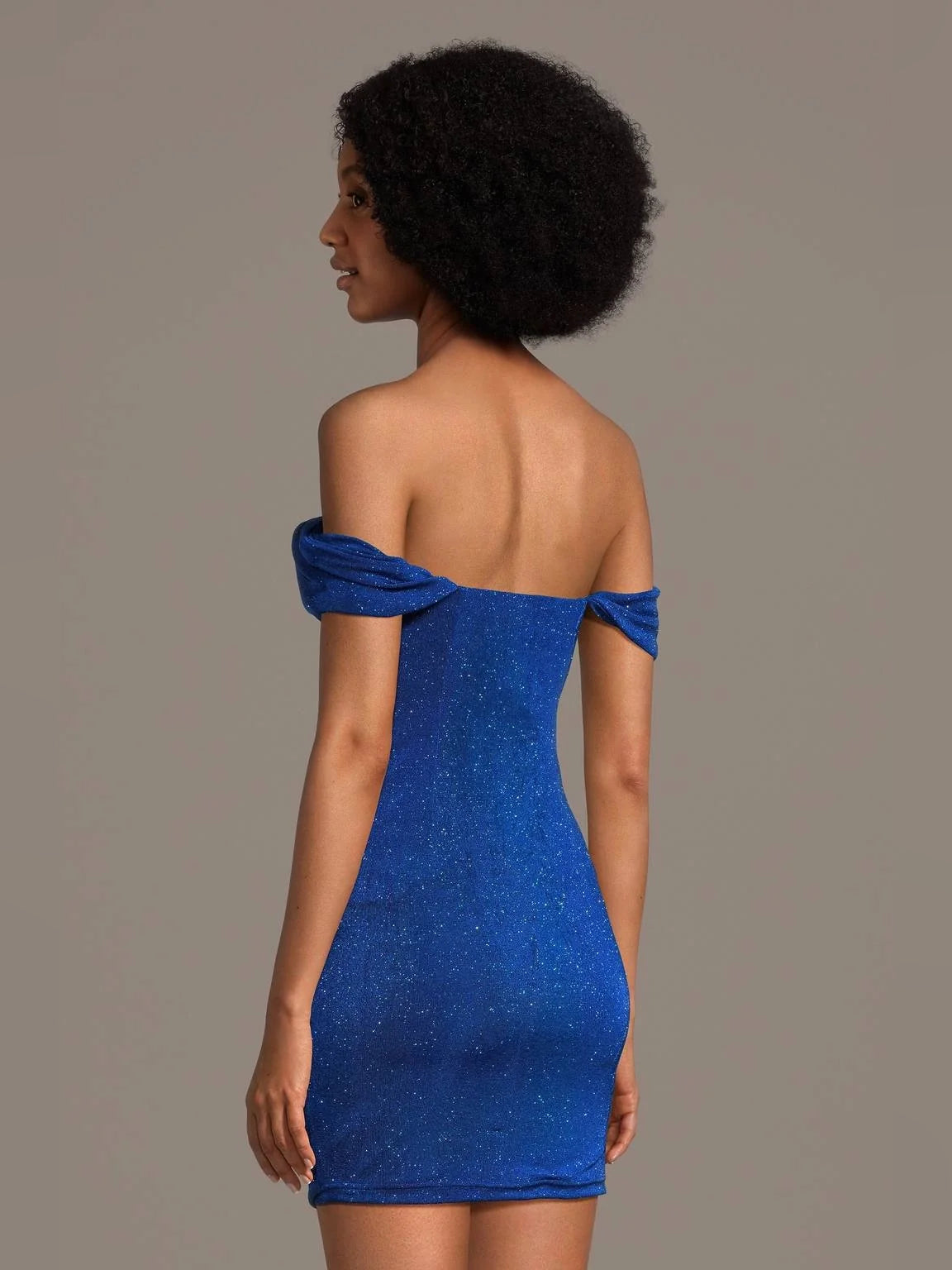 Royal Blue mini homecoming dress, alternate view showing the dress shape and hem