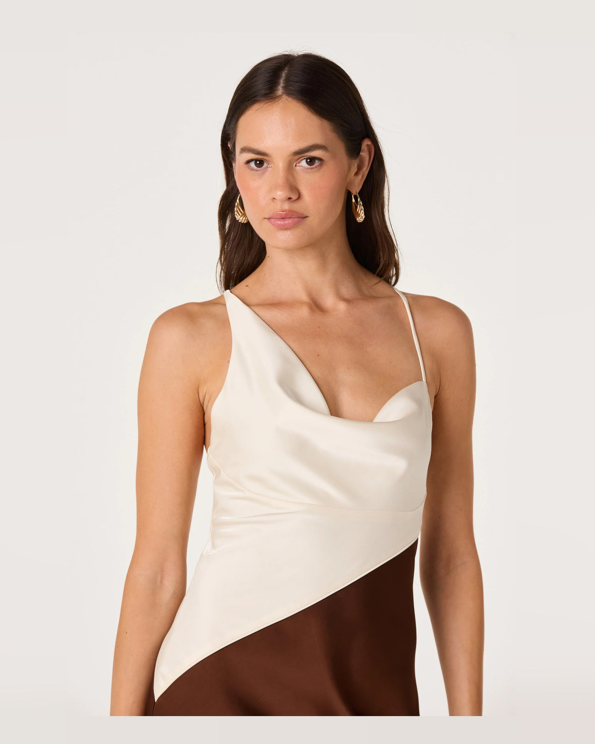 cowl neck a-line midi formal dress - image 3