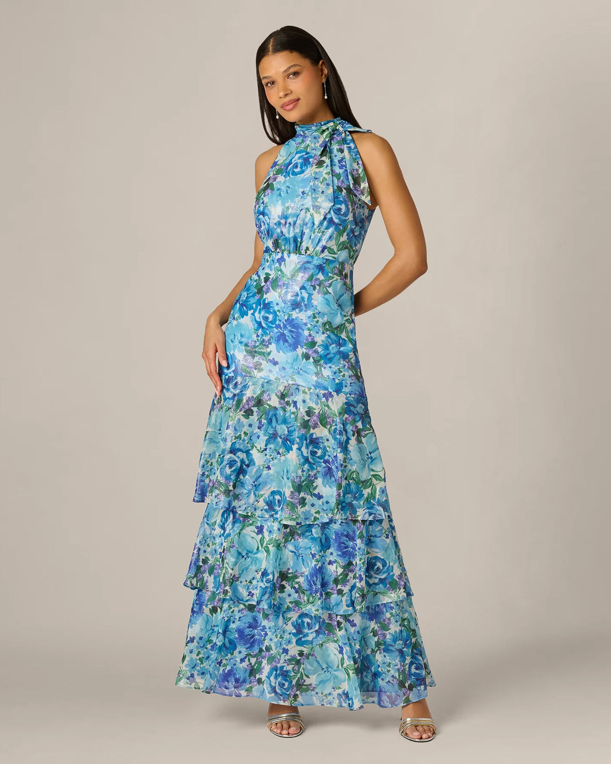 halter neck a-line maxi mother of the bride dress - image 3