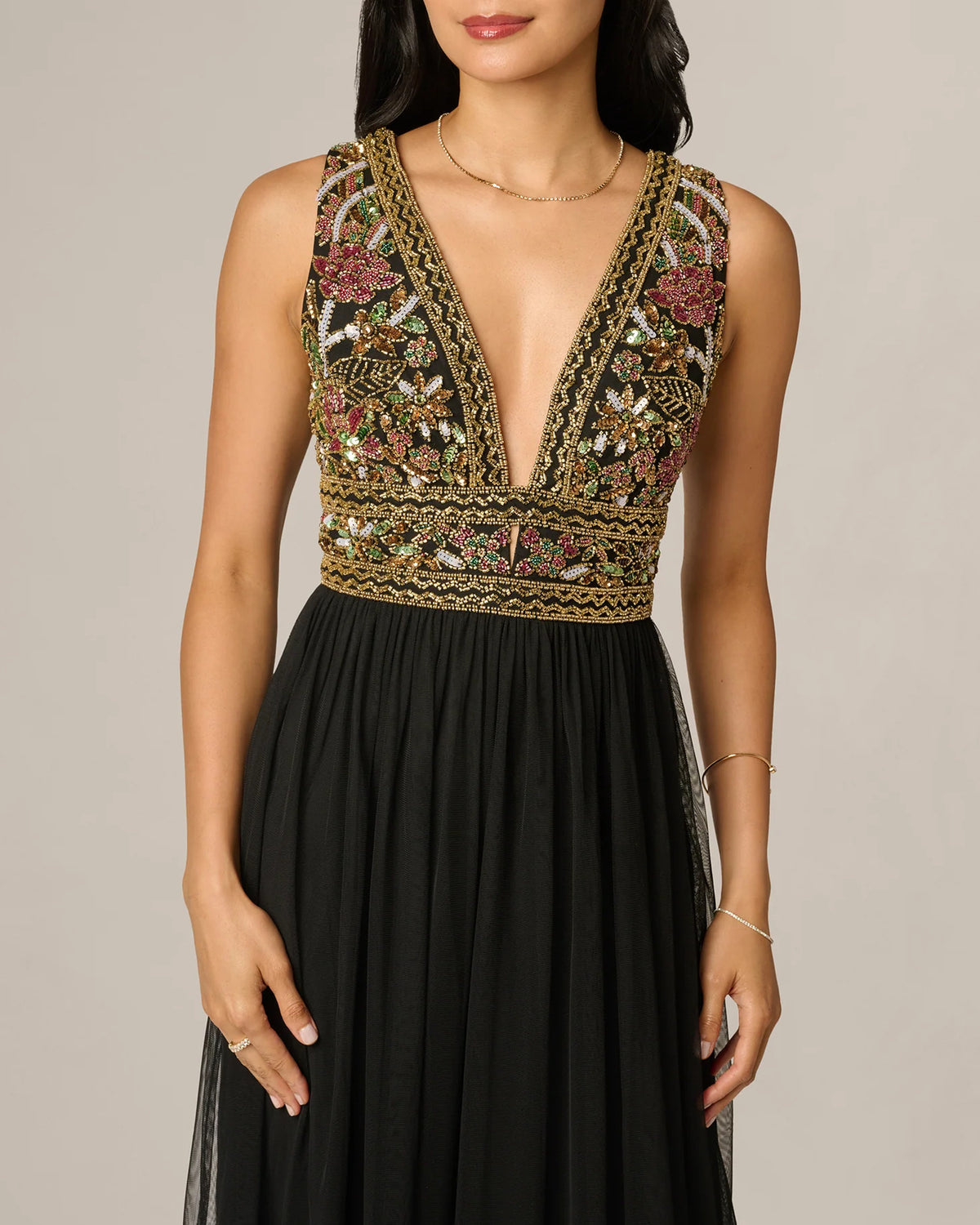 spaghetti strap a-line maxi mother of the bride dress - image 3