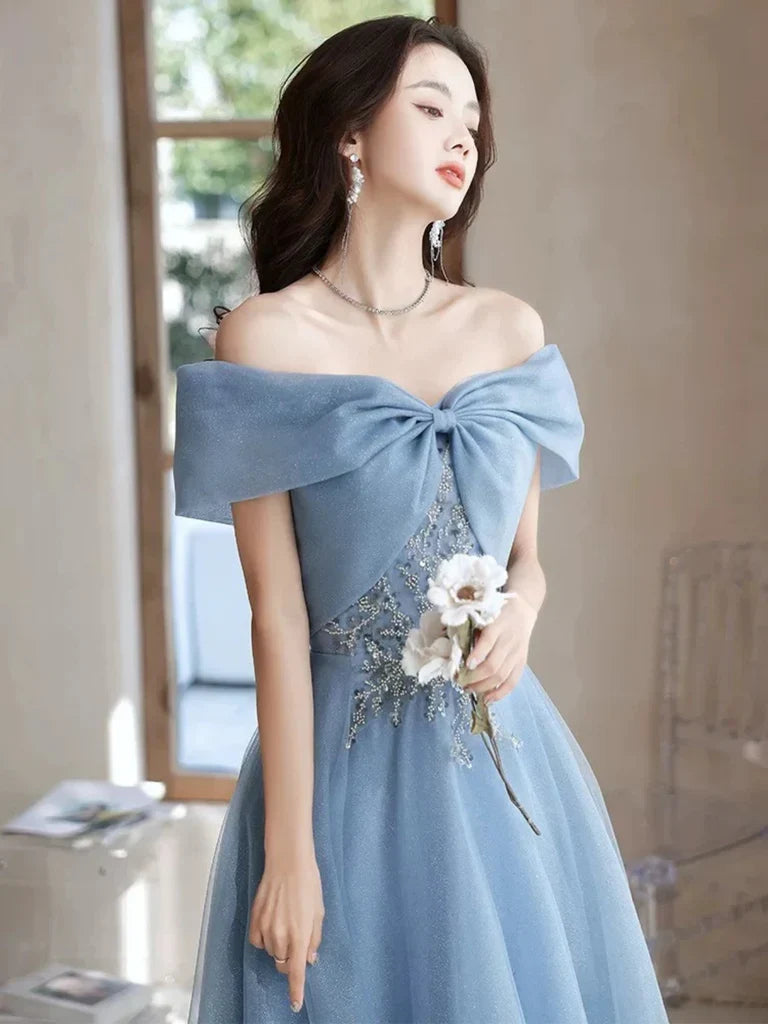 Light Blue floor-length prom dress, alternate view showing the dress shape and hem