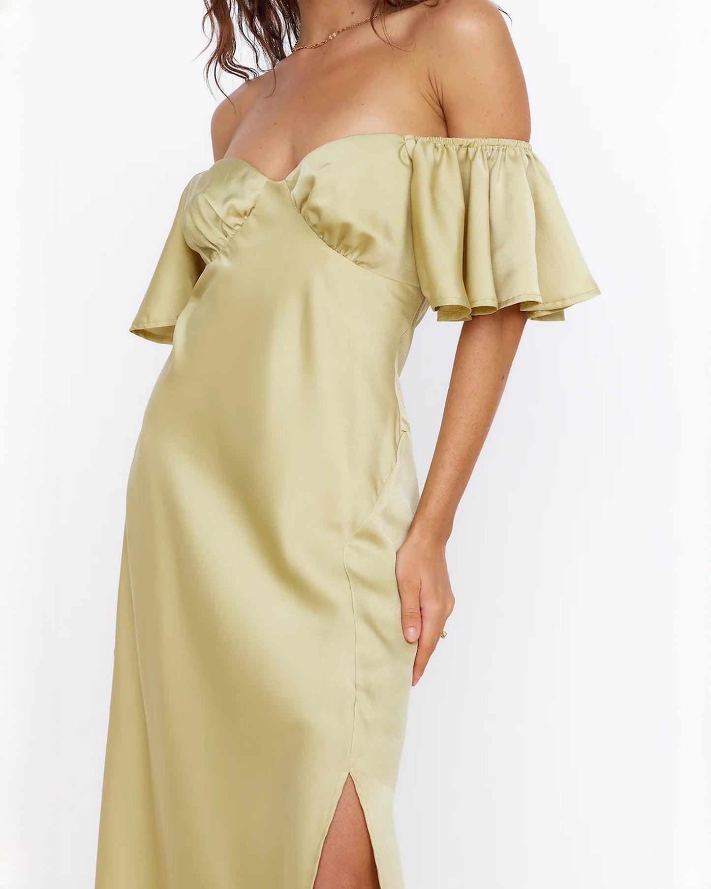 sleeveless satin a-line maxi bridesmaid dress - image 3