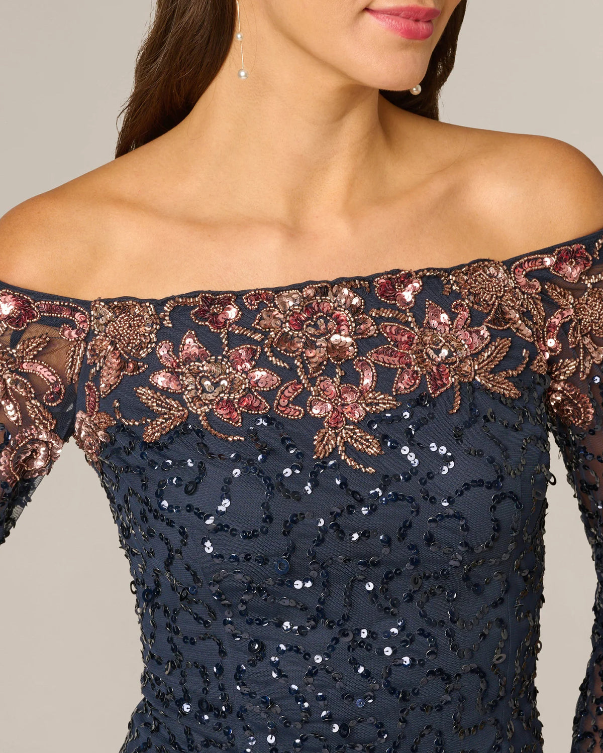 off-shoulder a-line maxi mother of the bride dress - image 3