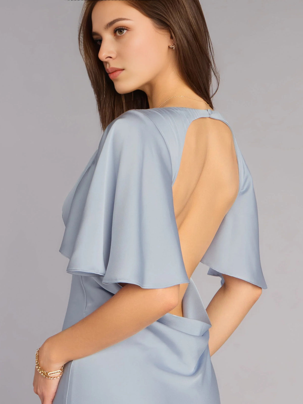 Mist Blue floor-length prom dress, alternate view showing the dress shape and hem
